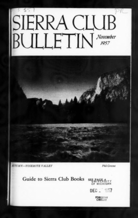 Sierra Club Bulletin 1957 Vol 42 No 9 November cover
